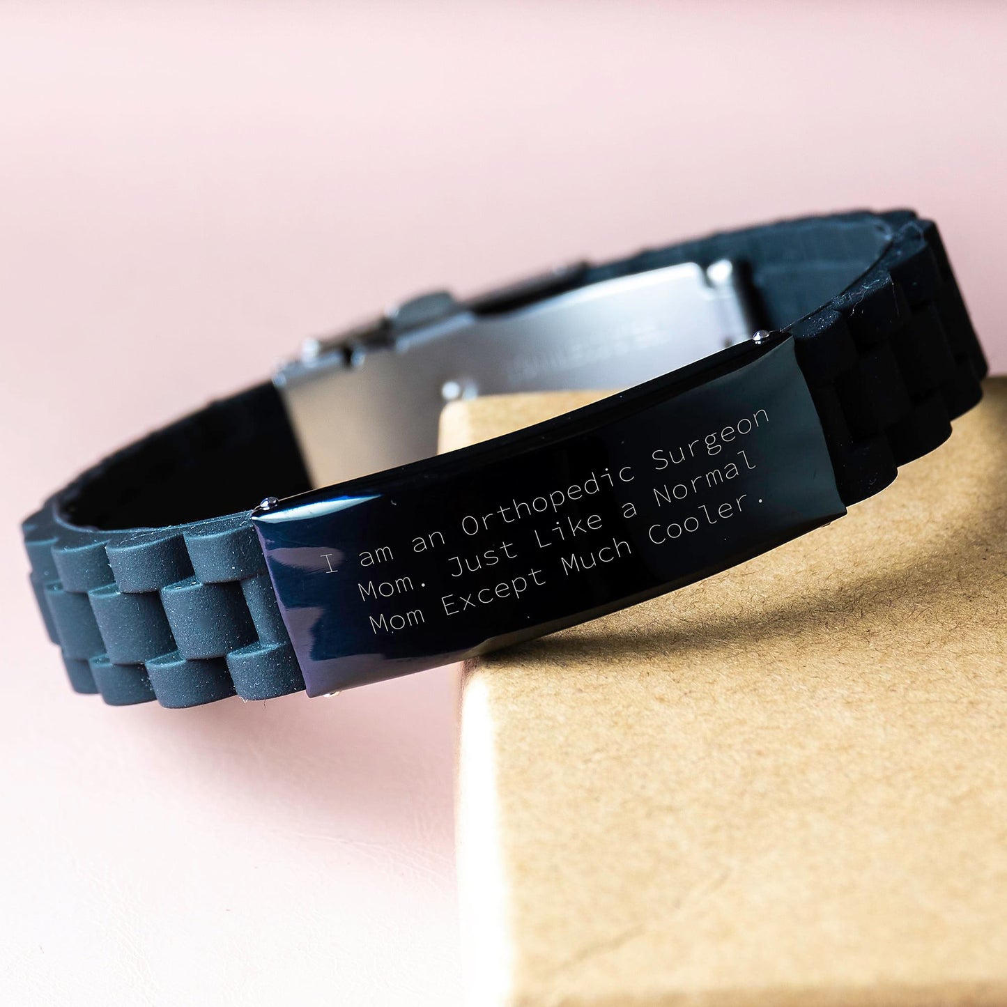 Glide lock Clasp Birthday Unique Gifts for Orthopedic Surgeon Mom, Funny Quote, Adjustable Silicone Jewelry, Silver Stainless Steel, from Family, Friends, or Coworkers - Image 3