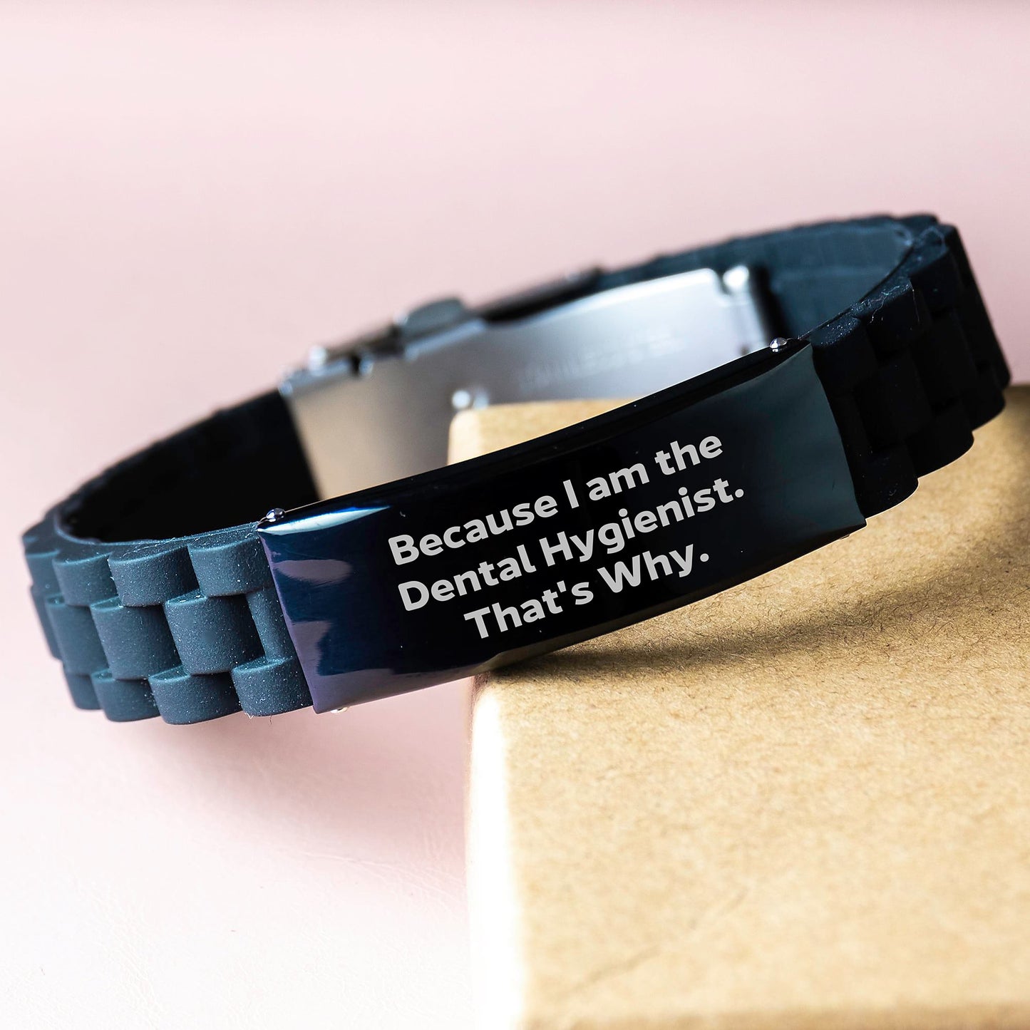Funny Dental Hygienist Gifts from Friends, Birthday Unique Gifts for Dental Hygienist, Glide lock Clasp Bracelet Because I Am The Dental Hygienist. That's Why. - Image 3