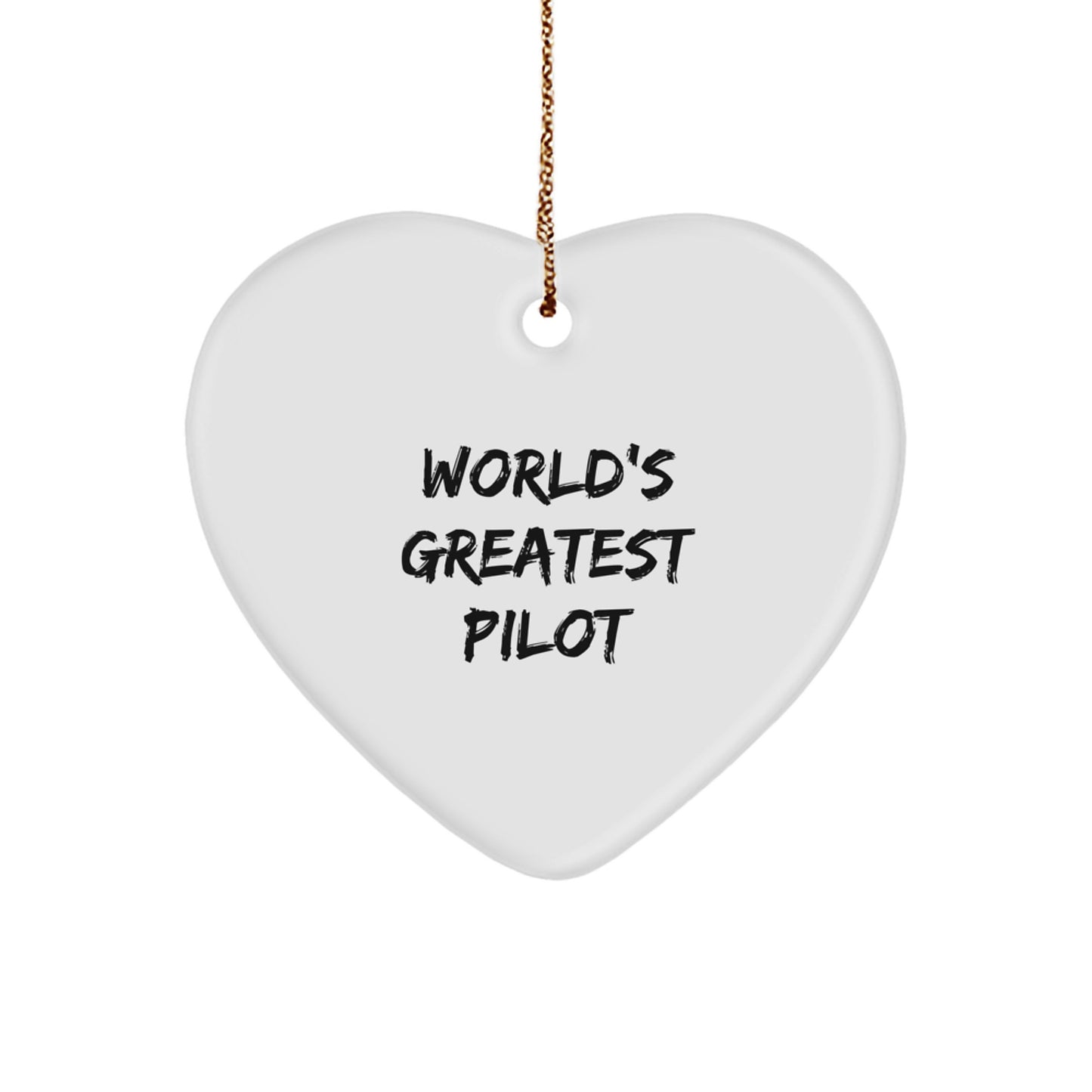 Gifts from Pilot Friends Unique Christmas Pilots Gifts World's Greatest Pilot Heart Ornament, Pilot Christmas Decorations for Men, Funny Pilot Heart Shaped Ornament, Gifts for Pilot Family - Image 1