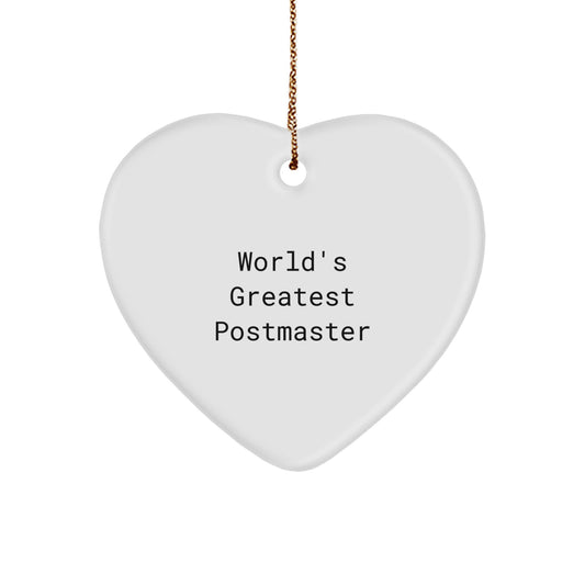 Funny Quote Postmaster Gifts from Friends to Postmaster - Heart Ornament, World's Greatest Postmaster Unique Christmas Unique Gift - Image 1