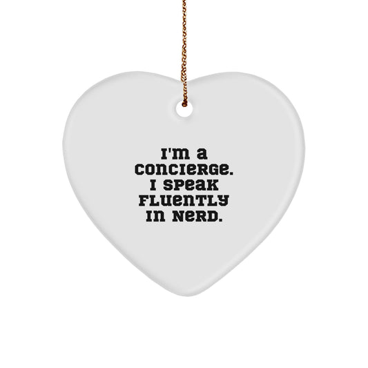 'Funny Concierge' Heart Ornament Gifts from Friends, Family, Coworkers for Concierge Lovers, Unique Christmas Unique Gifts - Image 1