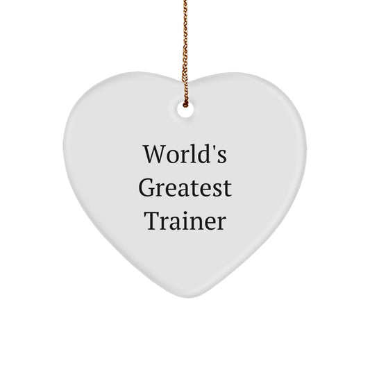 World's Greatest Trainer Heart Ornament, Funny Trainer Gifts from Men to Friends, Christmas Unique Presents for Trainers - Image 1