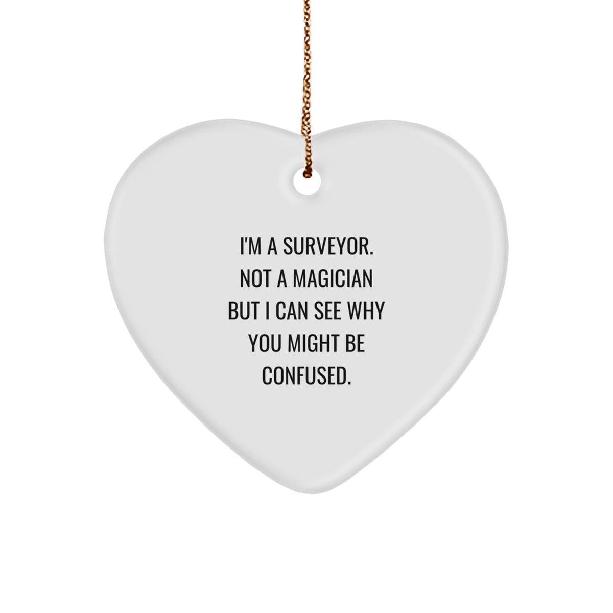 Christmas Unique Gift for Her Surveyor White Heart Ornament Present - Image 1