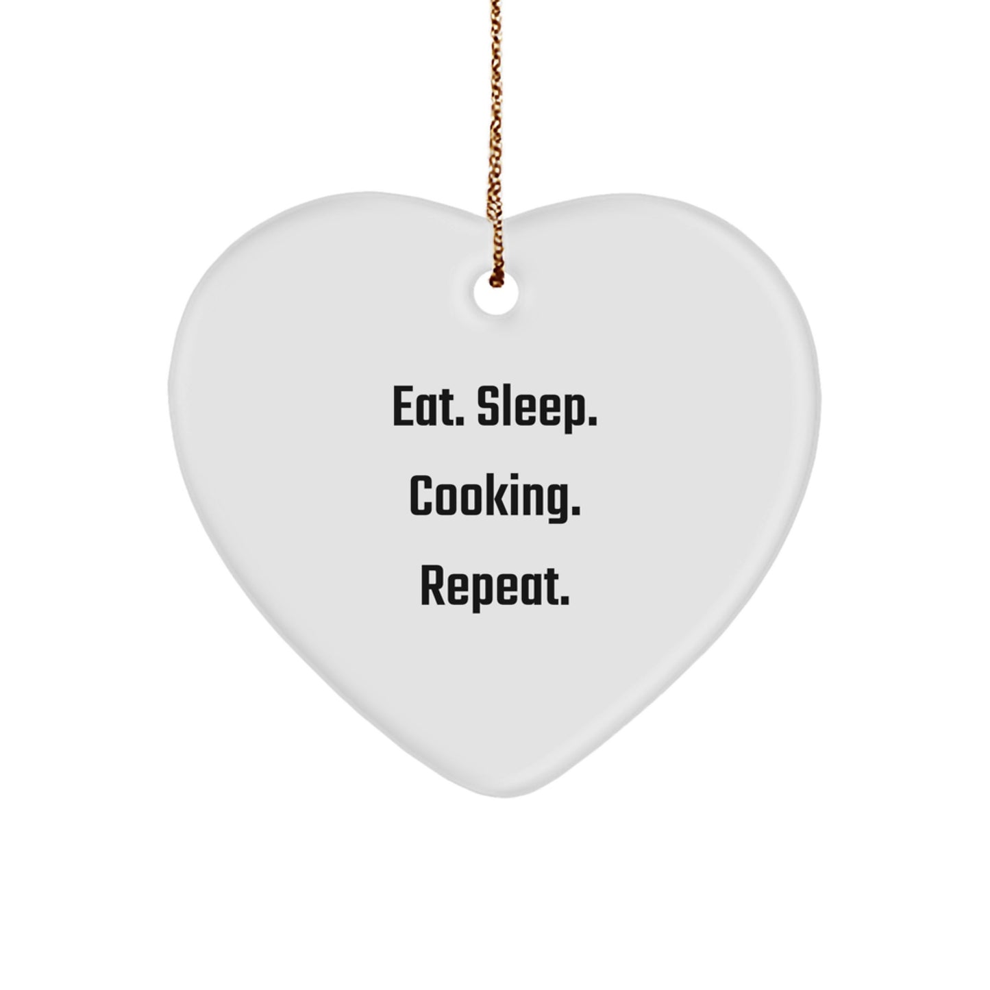 Funny Cooking Gifts from Men to Family Members, Heart Ornament Eat. Sleep. Cooking. Repeat., Christmas Unique Gifts for Cooking Enthusiasts - Image 1