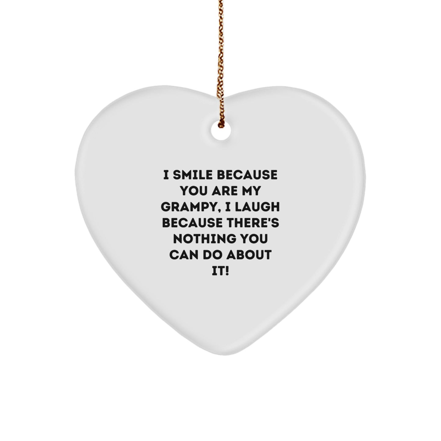 Grampy Heart Ornament, Funny Quote, White, Heart Shaped, Gifts from Family, Gifts for Grampy, Christmas Unique Gifts - Image 1