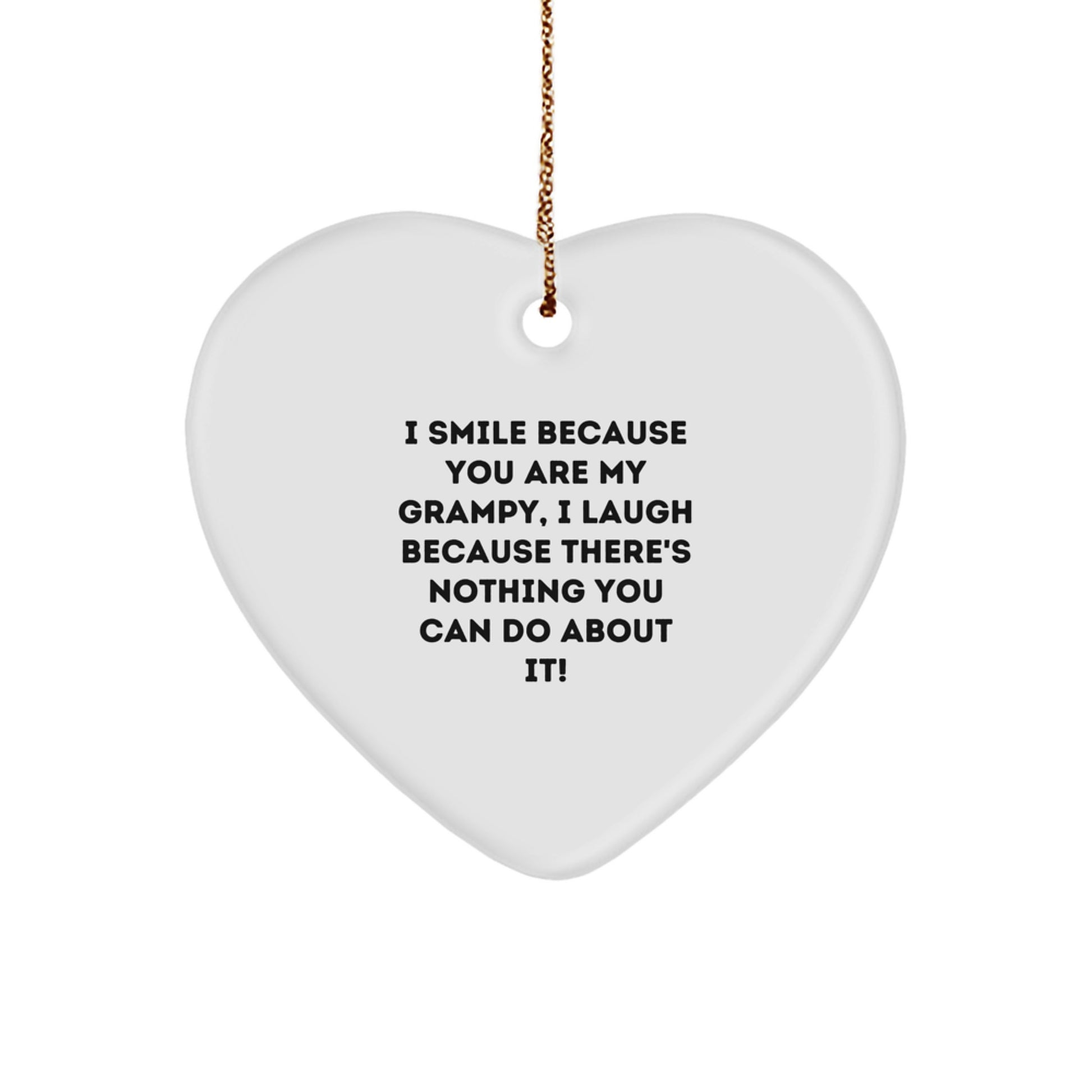 Grampy Heart Ornament, Funny Quote, White, Heart Shaped, Gifts from Family, Gifts for Grampy, Christmas Unique Gifts - Image 1