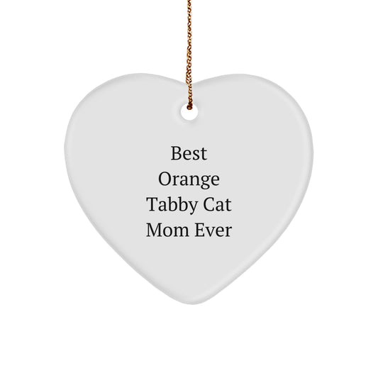 Funny Orange Tabby Cat Mom Gifts from Family to Friends Christmas Heart Ornament - Image 1