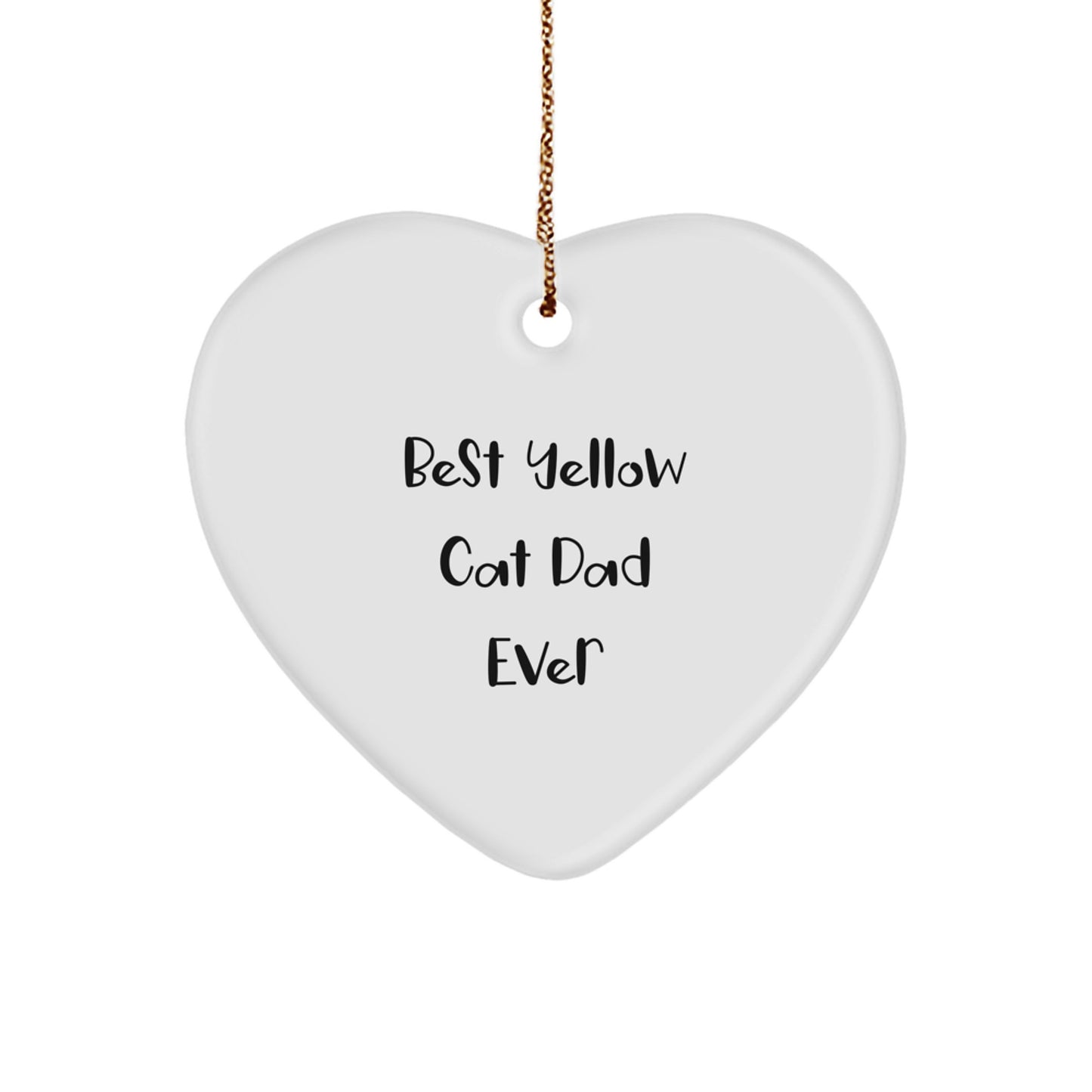 Funny Yellow Cat Dad Ever Gifts from Family for Christmas Unique Heart Ornaments, Best Yellow Cat Gifts for Men, Women, Friends, Coworkers, Family - Image 1