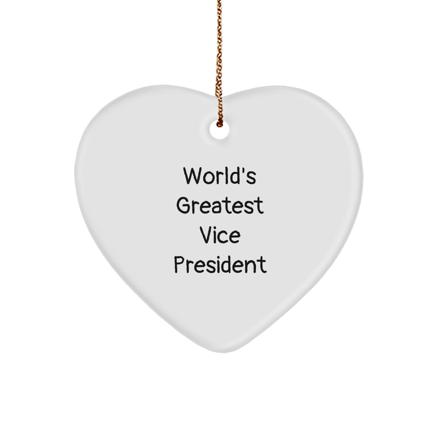 Funny Vice President Gifts for Men, Christmas Unique Gifts from Friends, Heart Ornament with 'World's Greatest Vice President' Quote - Image 1
