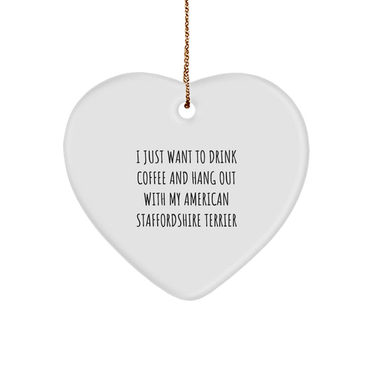 Funny American Staffordshire Terrier Dog Gifts from Friends for Christmas Unique Heart Ornaments - Image 1