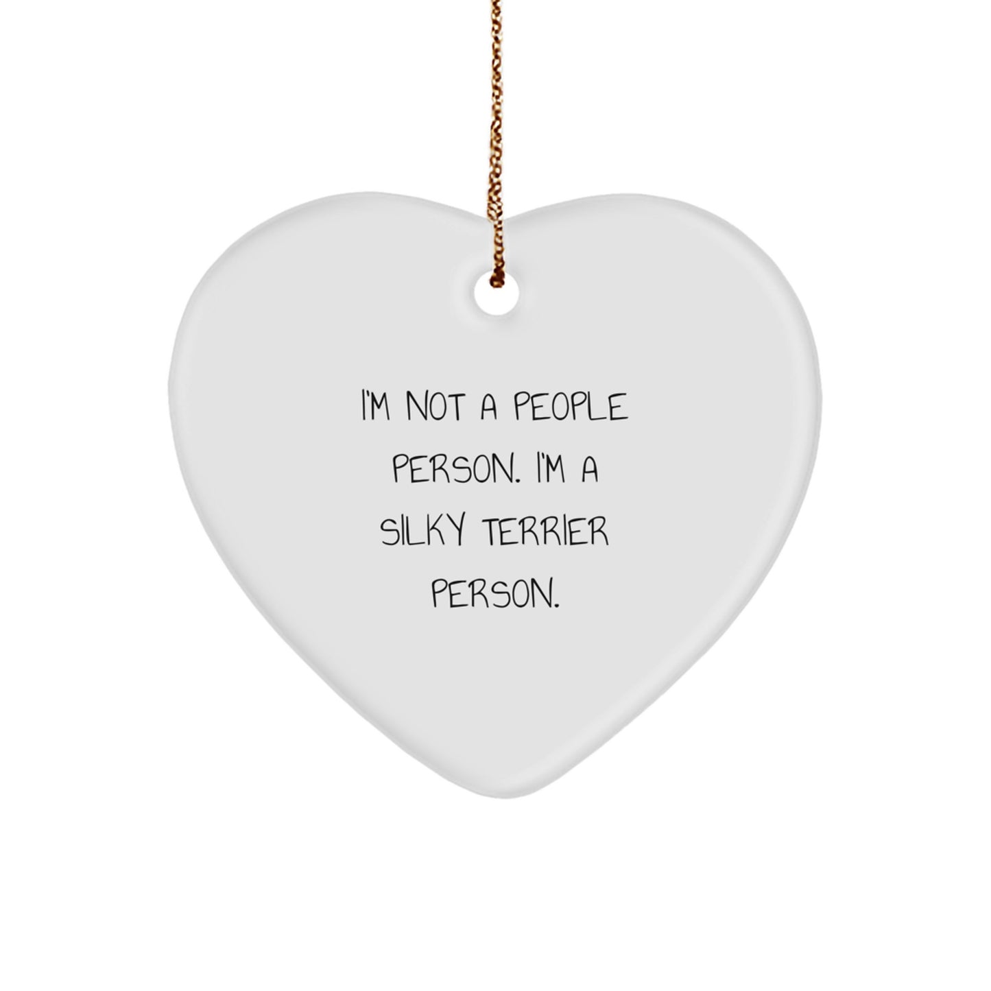 Funny Silky Terrier Dog Gifts for Men Women Friends Family, Heart Ornament, 'I'm Not A People Person. I'm A Silky Terrier Person.' Christmas Unique Gifts from - Image 1