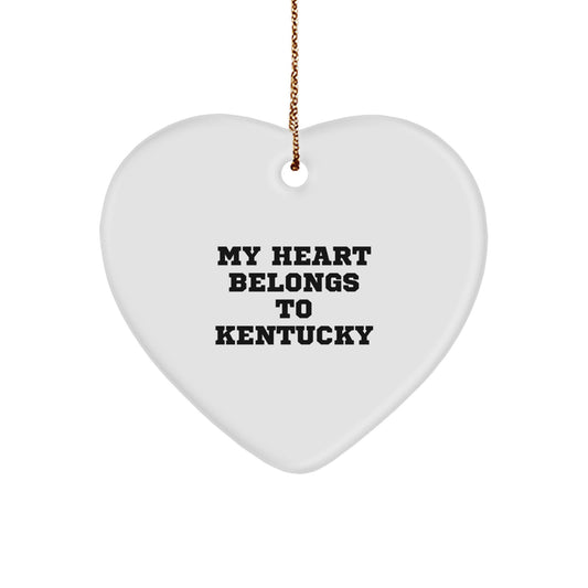 Kentucky Heart Ornament My Heart Belongs To Kentucky, Unique Gifts from Friends, Family, and Coworkers for Kentucky Lovers, Christmas Decorations - Image 1