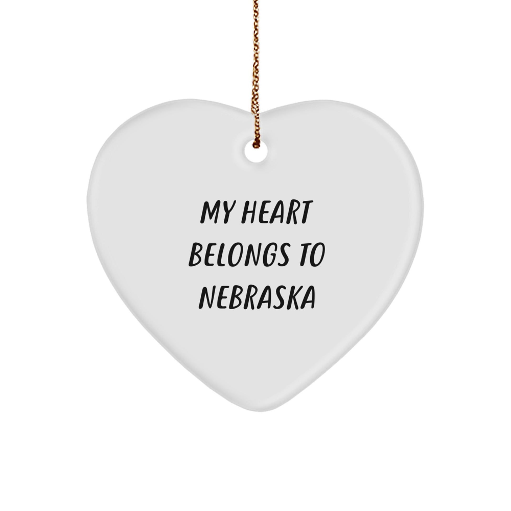 Nebraska Heart Ornament Gifts from Friends and Family - 'My Heart Belongs To Nebraska' - Unique Christmas Decorations - Image 1