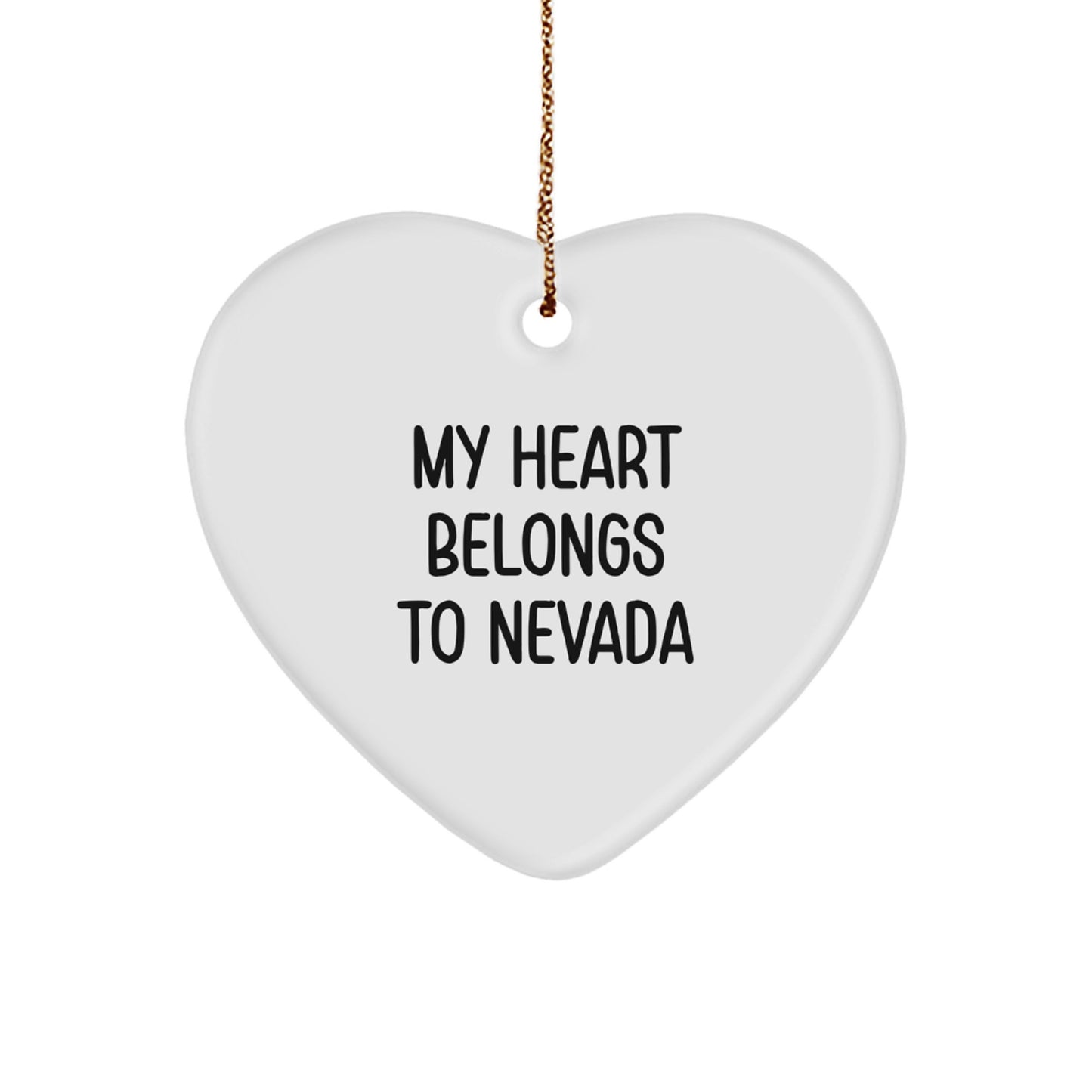 My Heart Belongs To Nevada, Heart Ornament for Nevada Enthusiasts, Gifts from Friends, Family, or Coworkers, Christmas Unique Nevada Heart Shaped Decor - Image 1