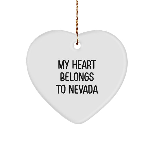 My Heart Belongs To Nevada, Heart Ornament for Nevada Enthusiasts, Gifts from Friends, Family, or Coworkers, Christmas Unique Nevada Heart Shaped Decor - Image 1