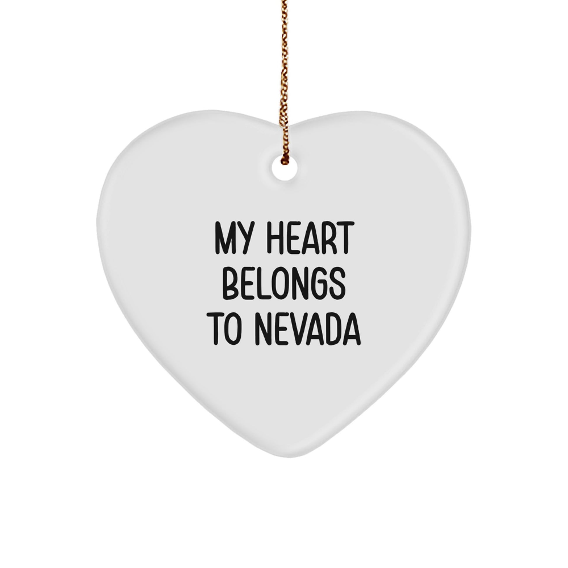 My Heart Belongs To Nevada, Heart Ornament for Nevada Enthusiasts, Gifts from Friends, Family, or Coworkers, Christmas Unique Nevada Heart Shaped Decor - Image 1