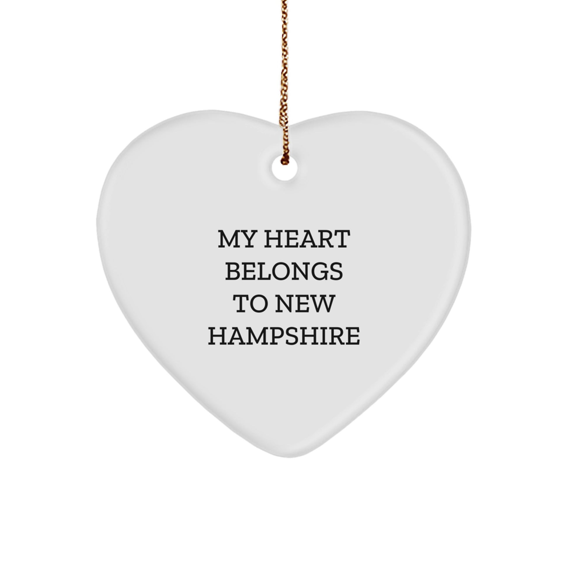 New Hampshire Heart Ornament, 'My Heart Belongs To New Hampshire' Quote, Gifts from Friends for New Hampshire, Christmas Unique Gifts for Her - Image 1