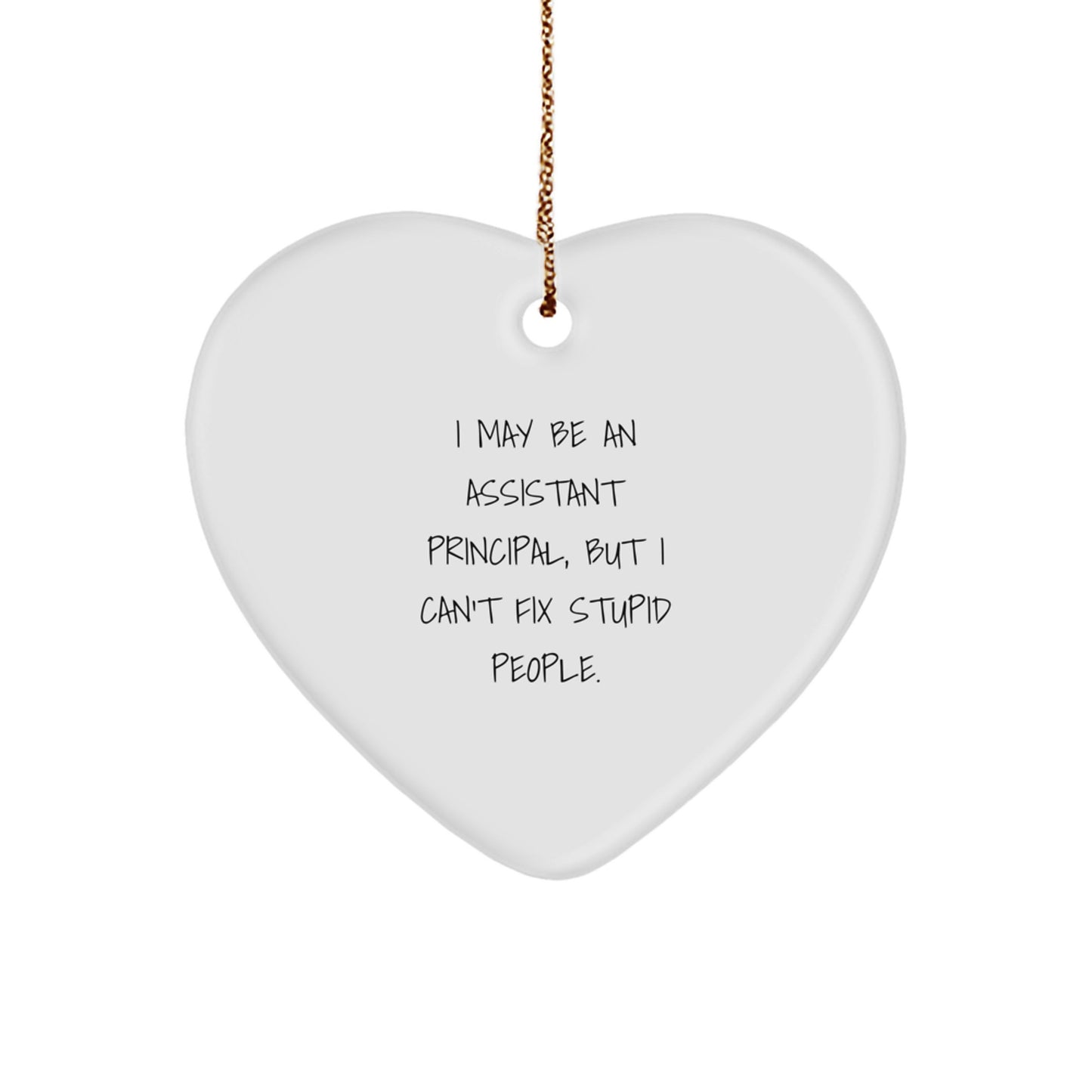 Funny Heart Ornament Gifts from Men for Assistant Principals - I May Be An Assistant Principal But I Cant Fix Stupid People Christmas Novelty - Image 1