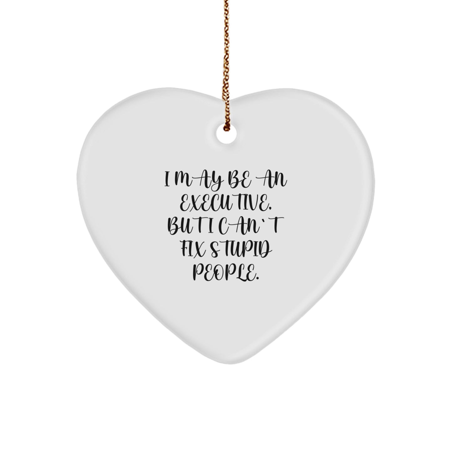 Funny Executive Heart Ornament, Gifts from Men to Women for Christmas Unique Gifts, White Heart Shaped Decorations - Image 1