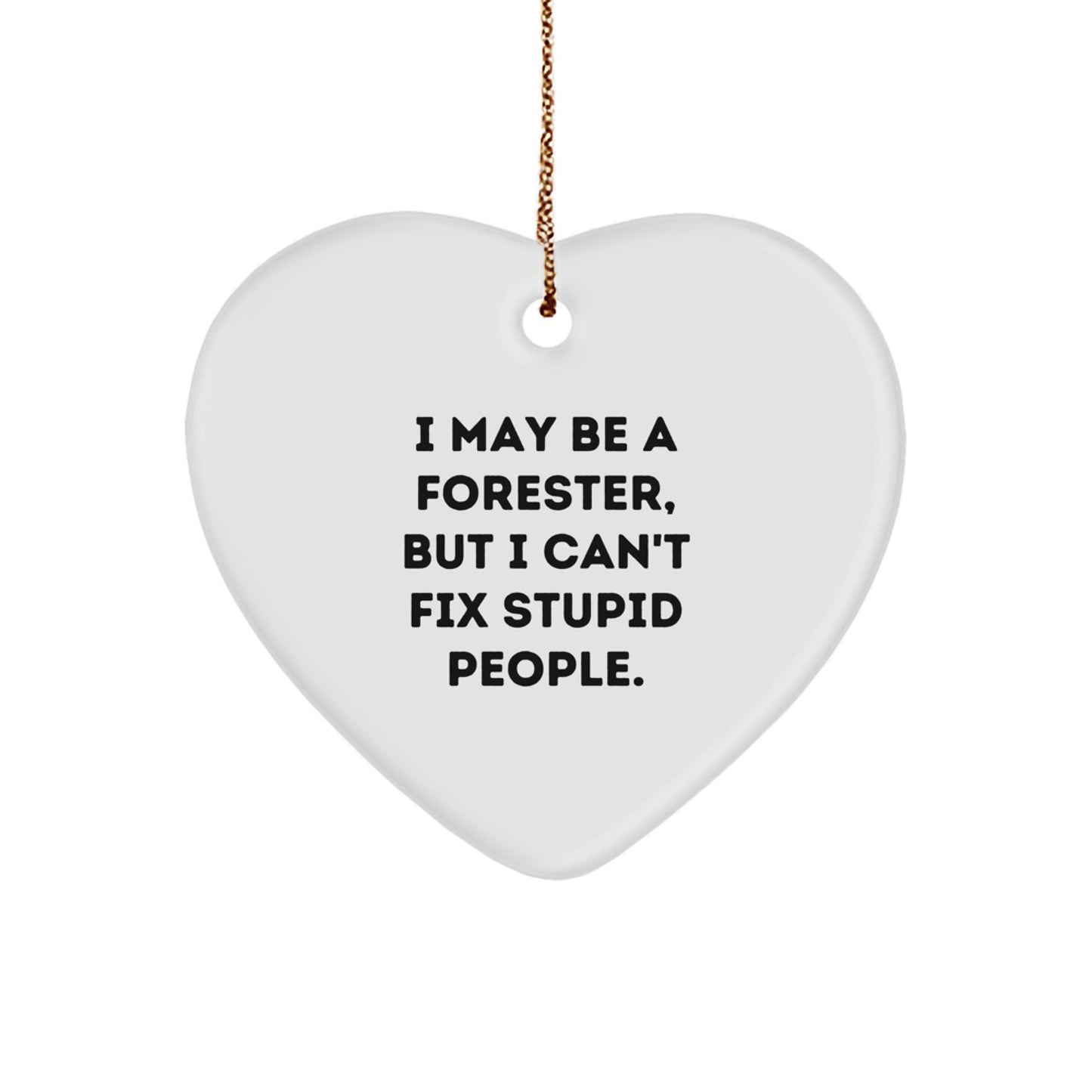 Funny Forester Christmas Unique Gifts for Friends, Heart Ornament, I May Be A Forester, But I Can't Fix Stupid People. - Image 1