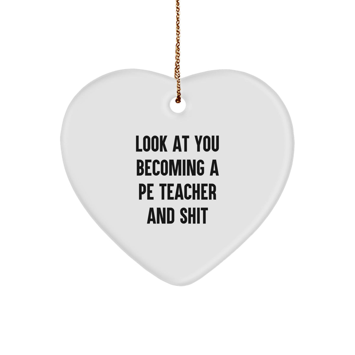 Sarcastic PE Teacher Christmas Ornament Gift for Friends, 'Look At You' - Image 1