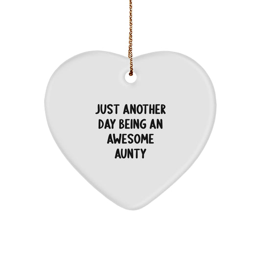Funny Aunty Gifts for Her, Heart Ornament Quote - Gifts from Family for Awesome Aunty at Christmas - Image 1