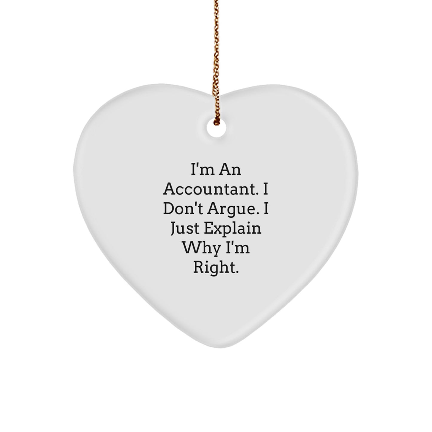 Funny Accountant Gifts from Men to Accountants - Heart Ornament Christmas Unique - Image 1