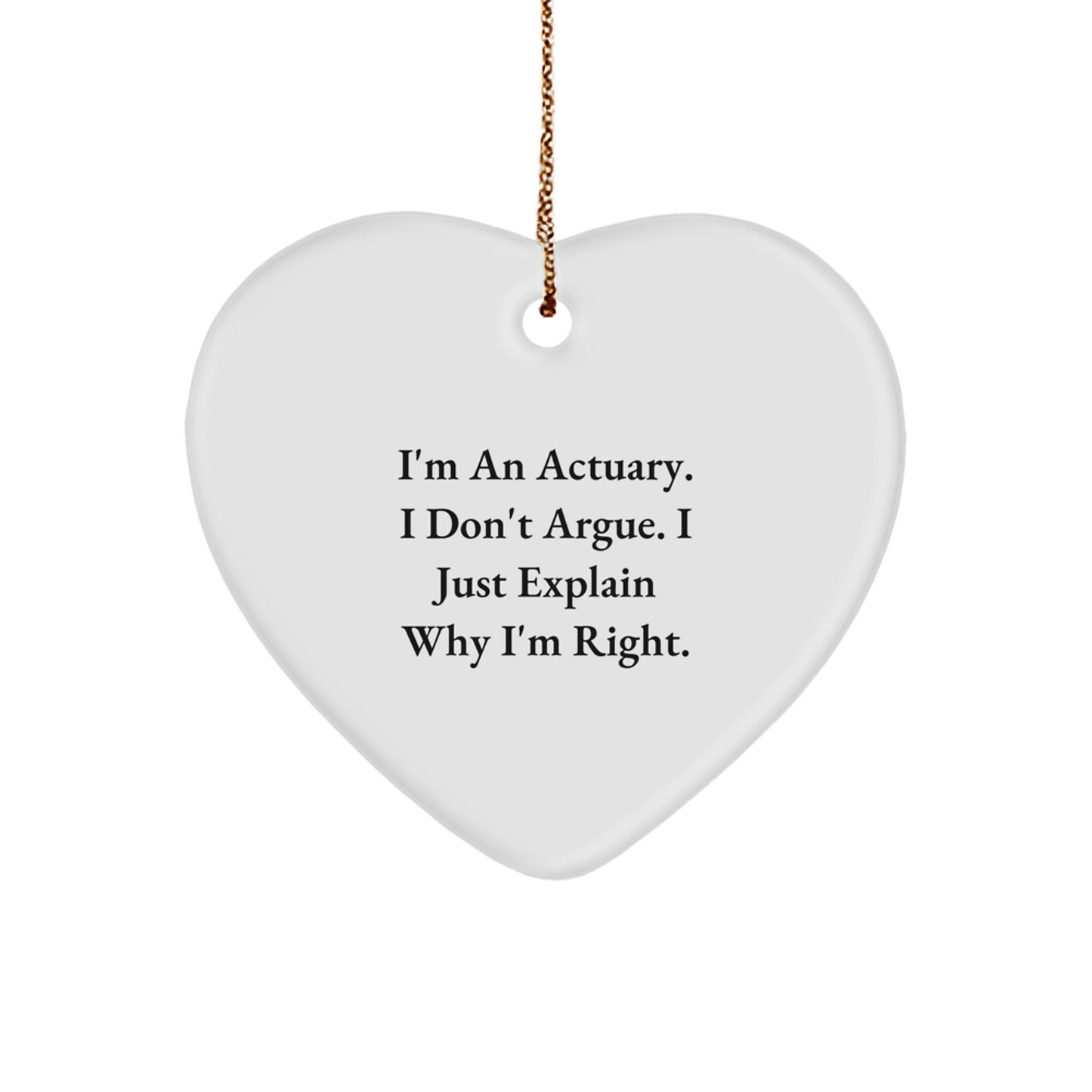 Funny Actuary Heart Ornament Gifts for Men Friends Coworkers - An Actuary Explains Why I'm Right - Christmas Unique Gifts from Family - Image 1
