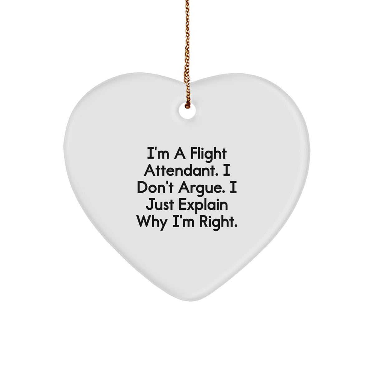 Christmas Gift for Teens Funny Flight Attendant Heart Ornament, 'I Don't - Image 1