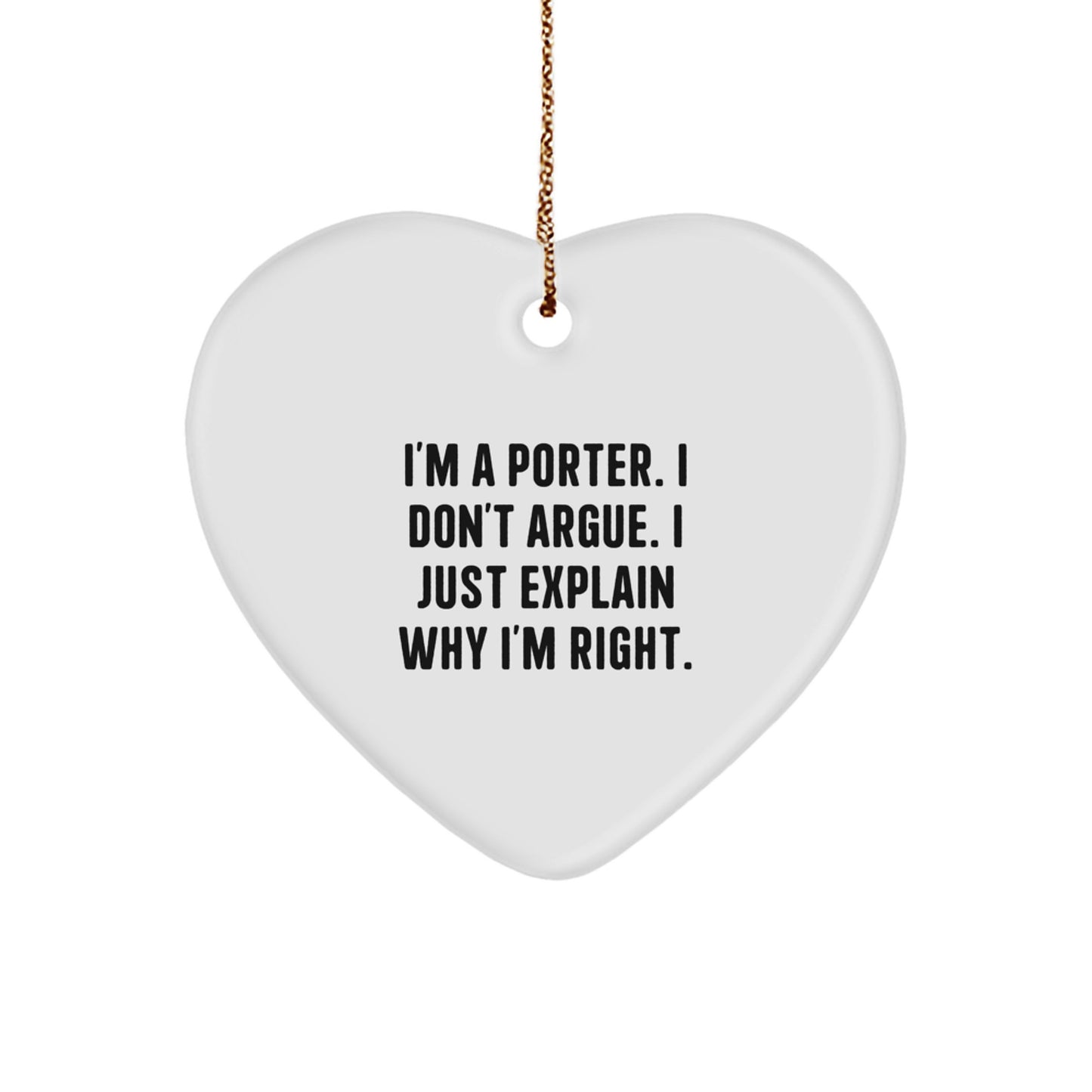 Funny Porter Heart Ornament Gifts from Men Women Friends for Christmas Unique Gifts - Image 1