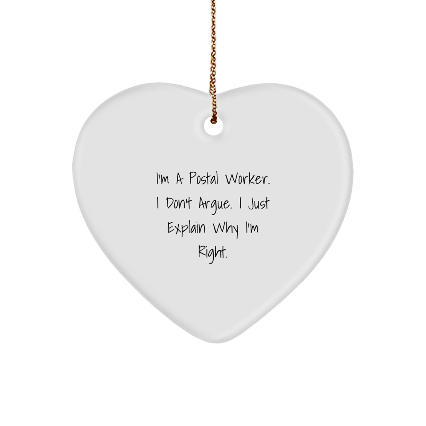 Funny Postal Worker Heart Ornament, Gifts for Postal Workers from Friends, Christmas Unique Gifts - Image 1