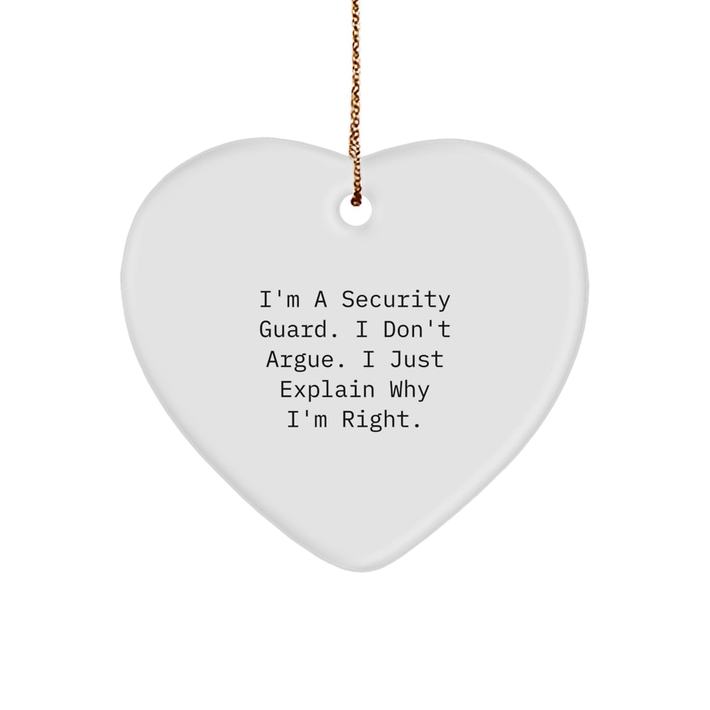 Funny Security Guard Gift from Friends - Heart Ornament for Security Guard, Inspirational Christmas Unique Gifts for Security Guard Men - Image 1