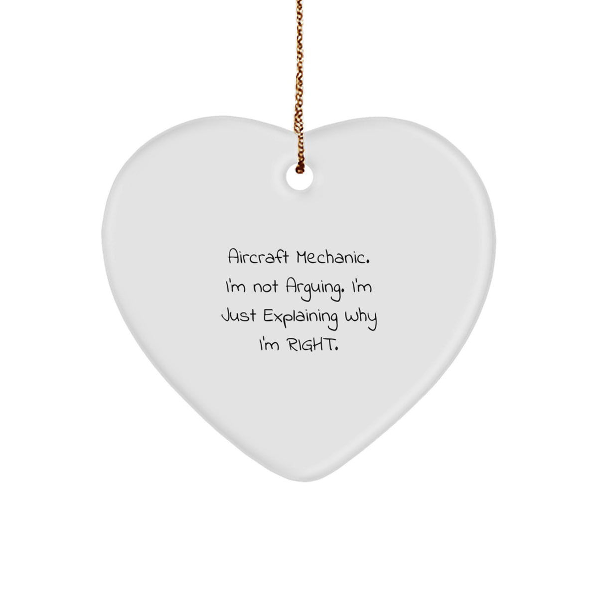 Christmas Gift Present for Her Aircraft Mechanic Heart Ornament - Image 1