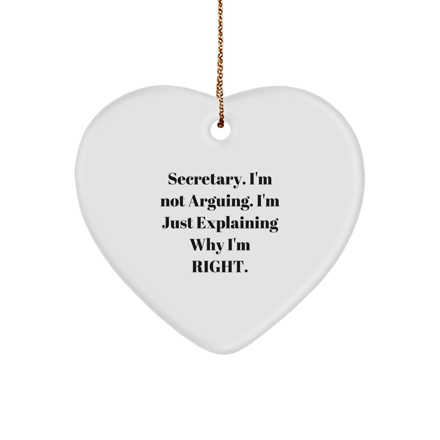 Funny Secretary Heart Ornament Gifts from Friends, Coworkers, Family - Christmas Unique Gifts for Secretary, Men, Women - Image 1