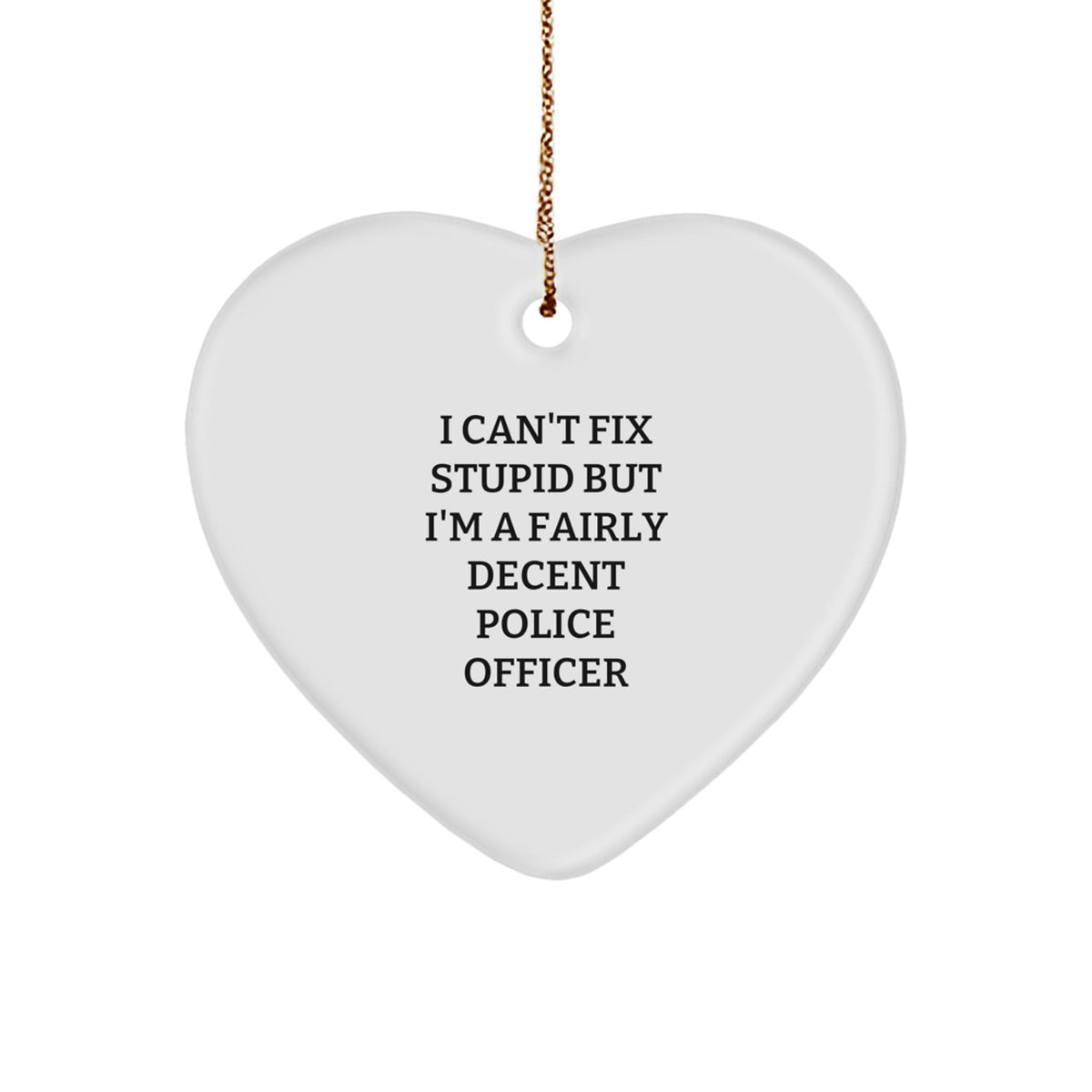 Police Officer Keepsake Heart Star Christmas Ornament for Him Gift - Image 1