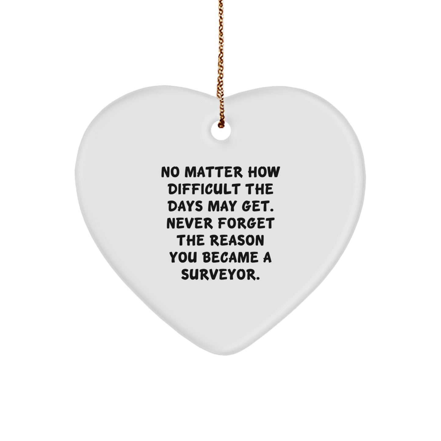 Inspiring Surveyor Gifts, Heart Ornament for Christmas, 'Never Forget' Quote, Gifts from Family to Surveyor Friends - Gifts for Surveyor Men - Image 1