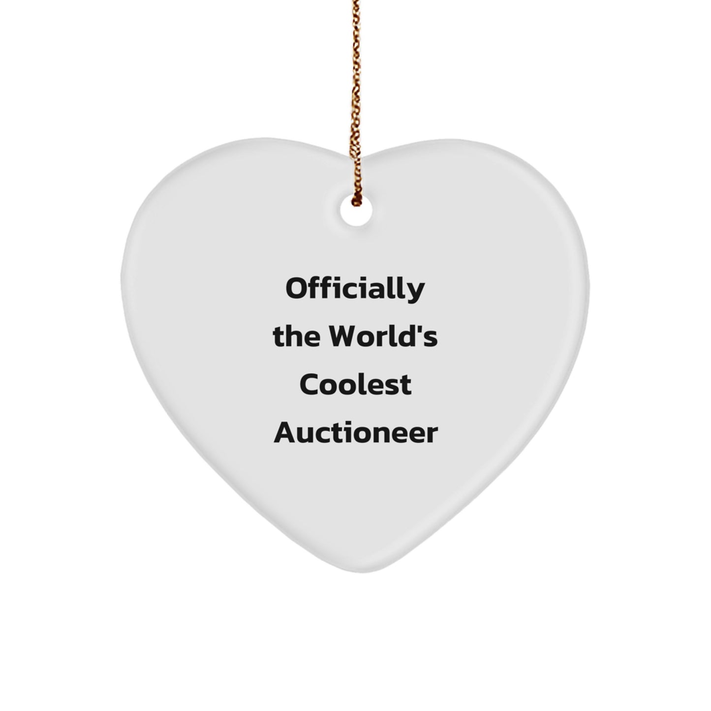 Funny Auctioneer Gifts for Men - Officially The World's Coolest Auctioneer Heart Ornament, White, Christmas Unique Gifts from Family to Auctioneer - Image 1