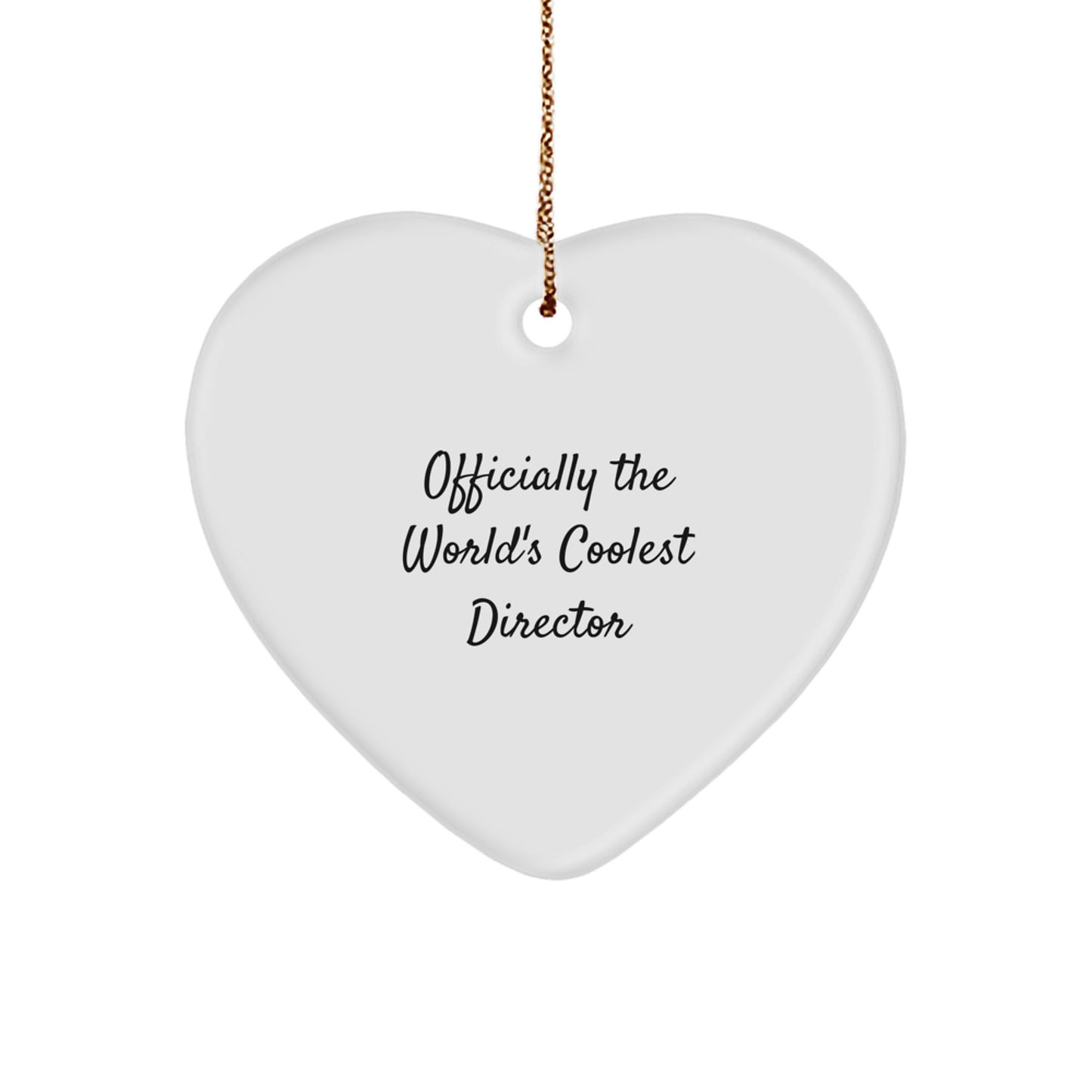 Funny Director Gifts from Friends for Him - Officially The World's Coolest Director Heart Ornament, Christmas Unique Gifts - Image 1