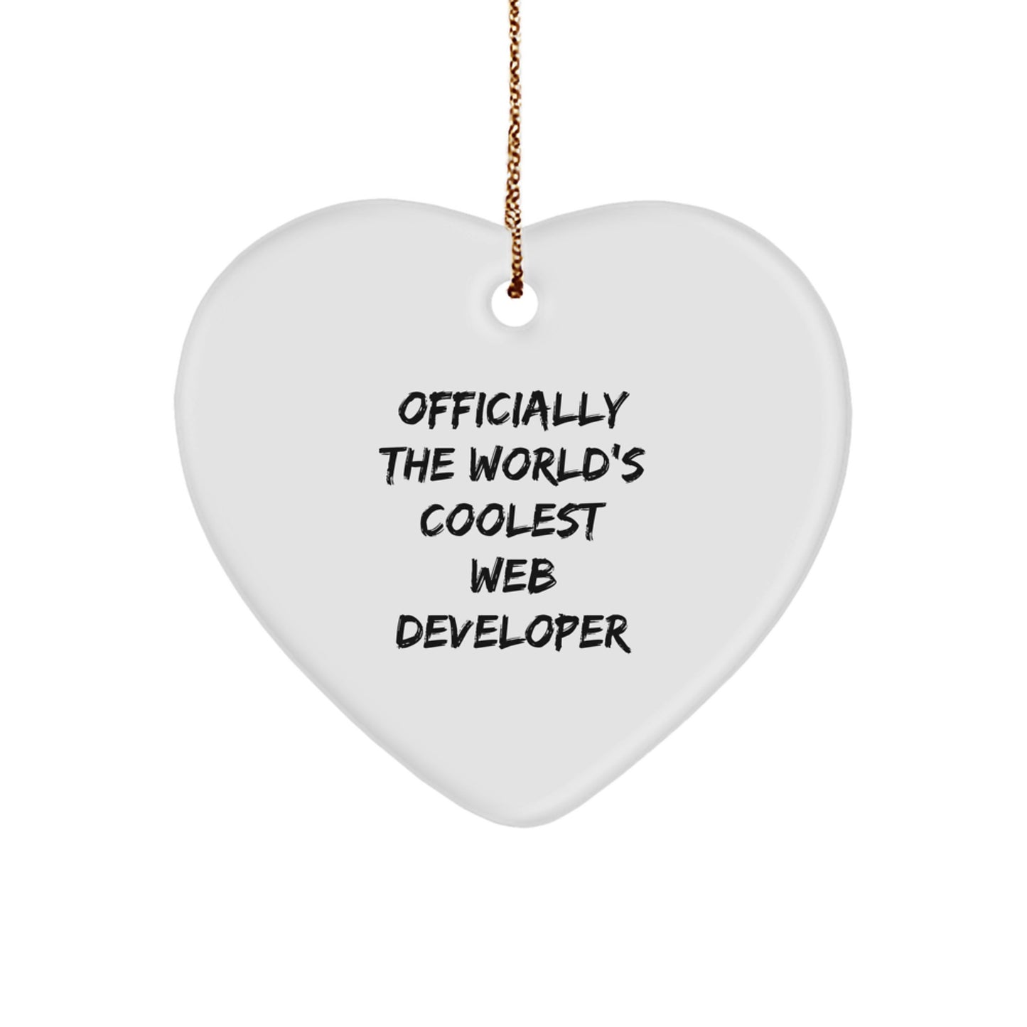 Funny Web Developer Heart Ornament, Gifts from Friends to Web Developers, Officially The World's Coolest Web Developer, Christmas Unique Ornaments - Image 1