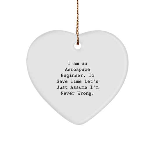 Aerospace Engineer Gifts for Men - Funny 'I'm Never Wrong' Heart Ornament, Unique Christmas Unique Gifts from Family Friends Coworkers - Image 1