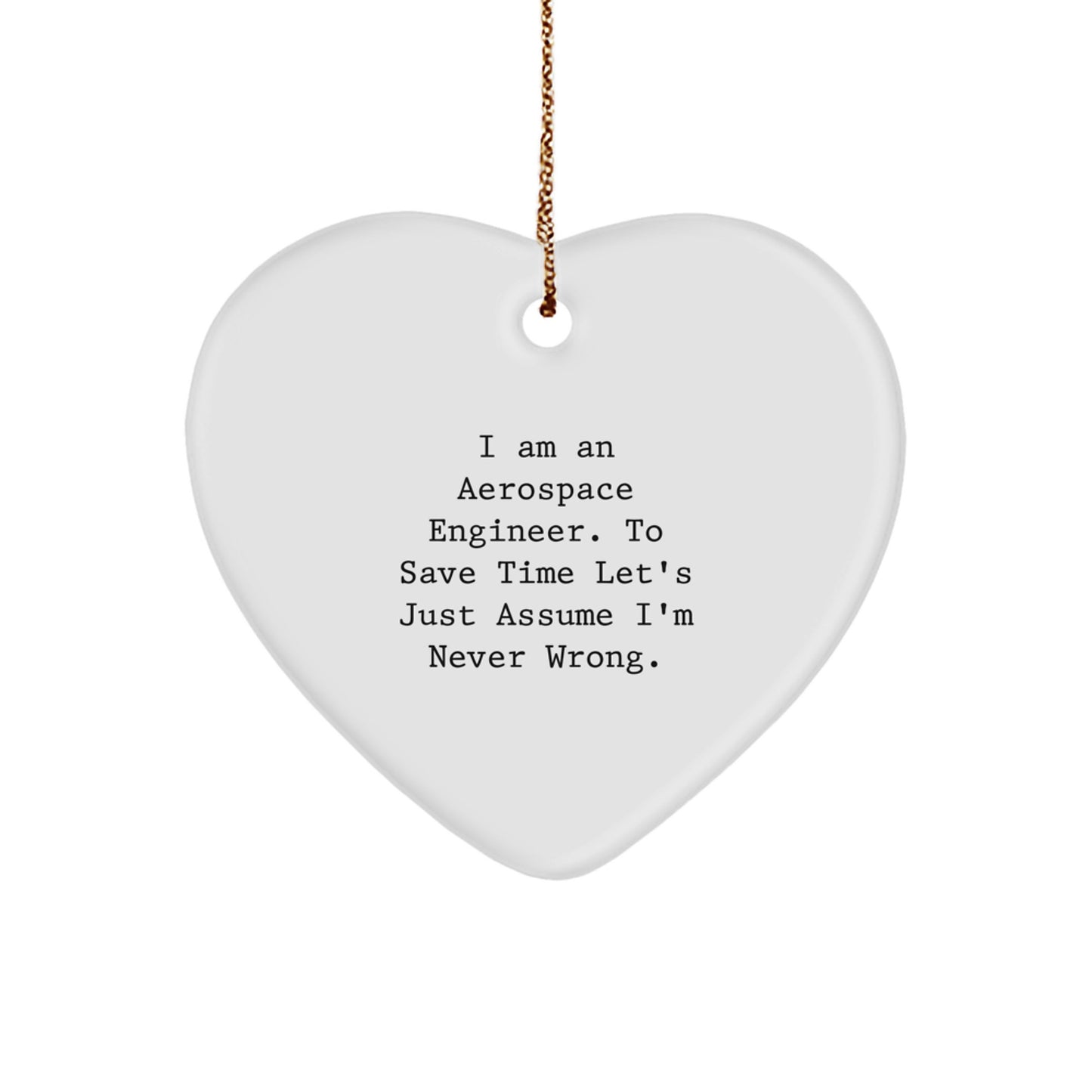Aerospace Engineer Gifts for Men - Funny 'I'm Never Wrong' Heart Ornament, Unique Christmas Unique Gifts from Family Friends Coworkers - Image 1