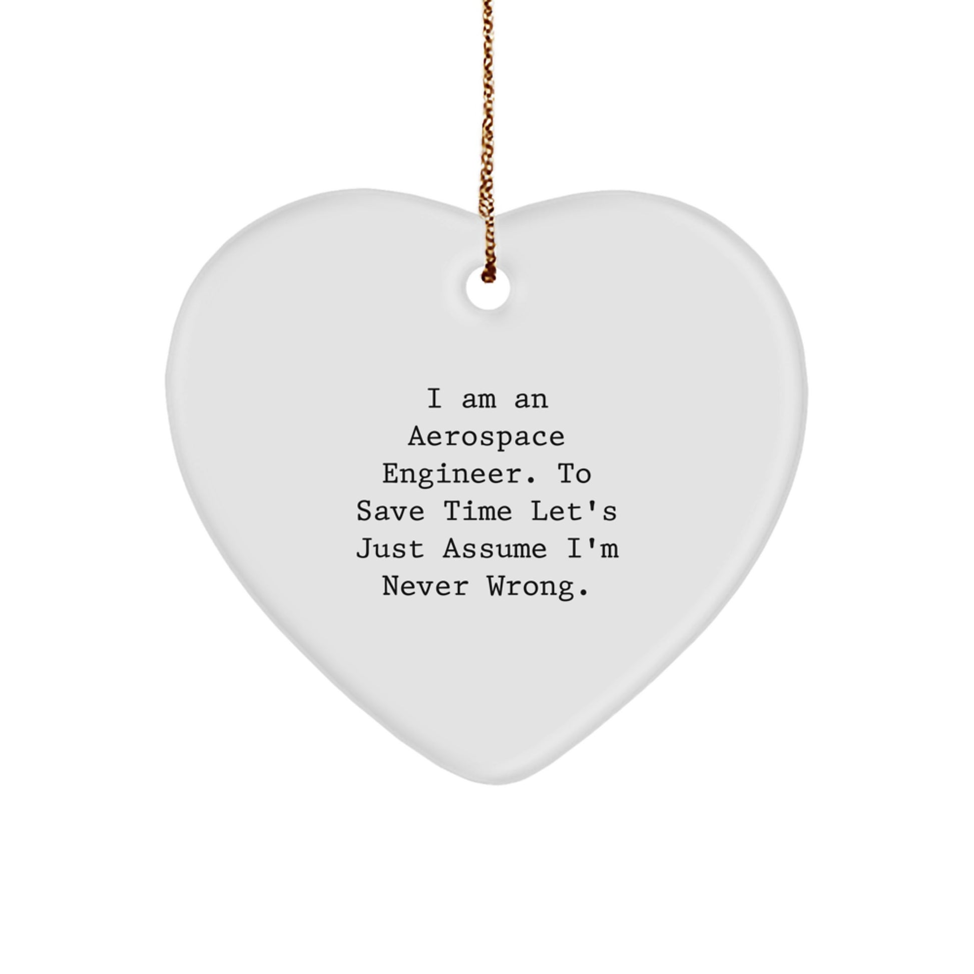 Aerospace Engineer Gifts for Men - Funny 'I'm Never Wrong' Heart Ornament, Unique Christmas Unique Gifts from Family Friends Coworkers - Image 1