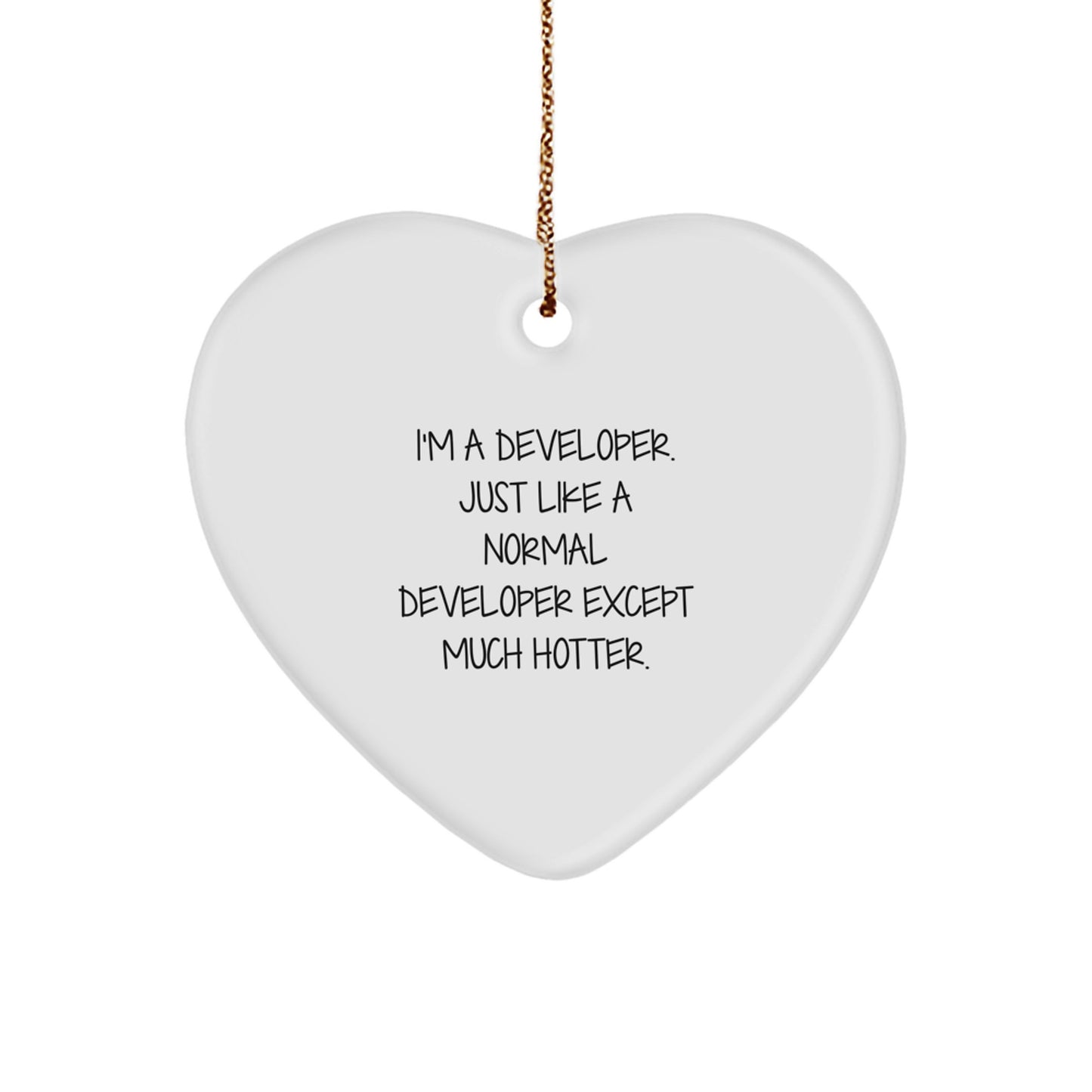 Funny Developer Heart Ornament, Unique Christmas Unique Gifts from Friends to Developer, Heart Shaped Developer Decorations - Image 1