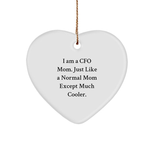 Funny CFO Gifts for Christmas - 'I Am A Cfo Mom' Heart Ornament, White, 2.75" tall, Gifts from Mom to CFO, Perfect for Office Decor - Image 1