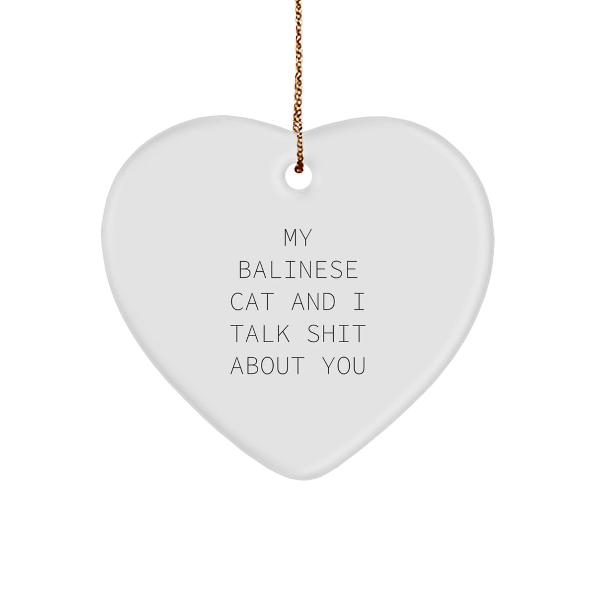 Funny Christmas Unique Gifts for Balinese Cat Lovers from Friends, Cute Heart Ornament - Image 1
