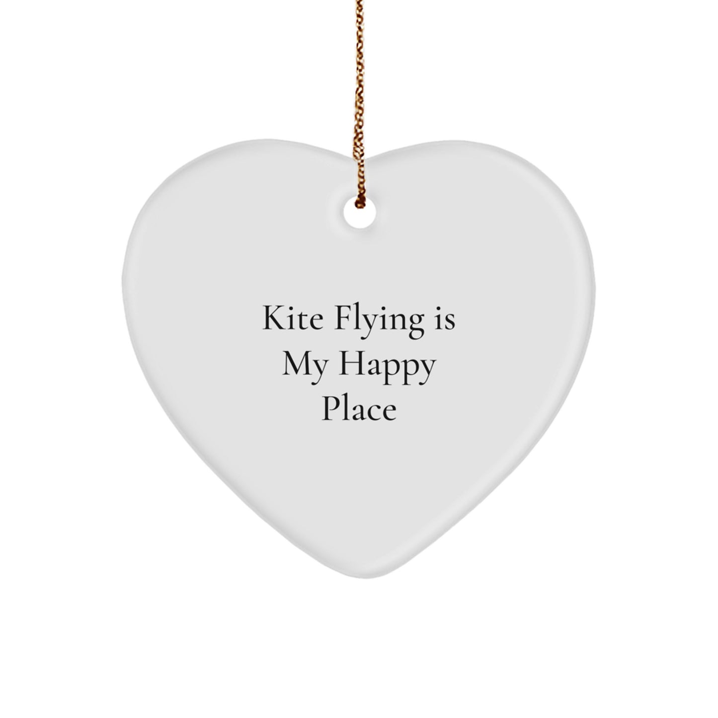 Funny Kite Flying Gifts for Men, Women, Friends, and Family - 'Kite Flying Is My Happy Place' Heart Ornament, Christmas Unique Decorations - Image 1