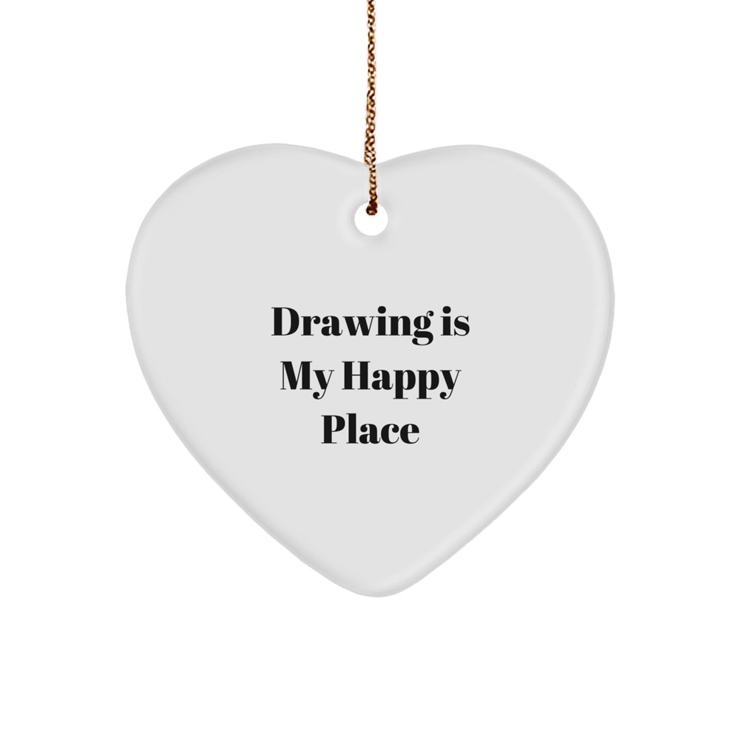 Funny Drawing Gifts for Friends, Heart Ornament with Drawing Is My Happy Place Quote, Unique Christmas Unique Gifts from Friends - Image 1
