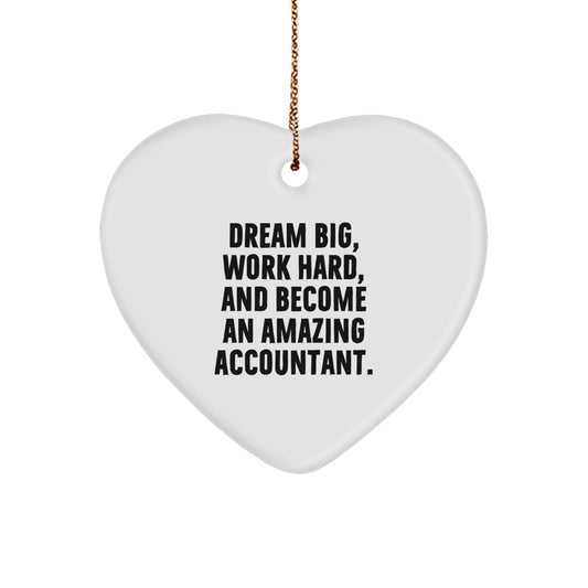 'Dream Big' Accountant Gifts from Family - Inspirational Heart Ornament for Christmas - Image 1