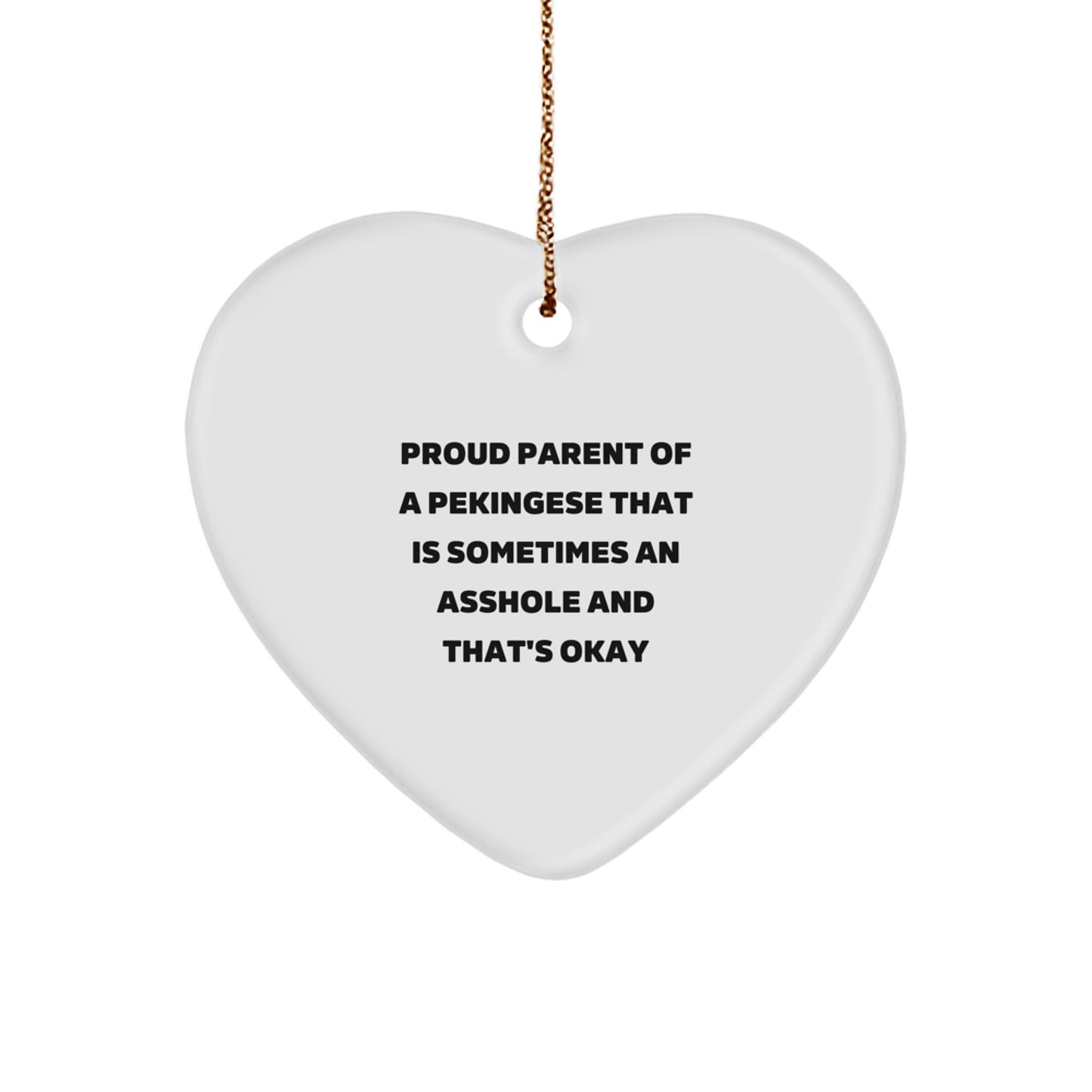 Funny Pekingese Dog Gifts from Men to Family, Pekingese Dog Heart Ornament for Christmas Unique Gifts - Image 1