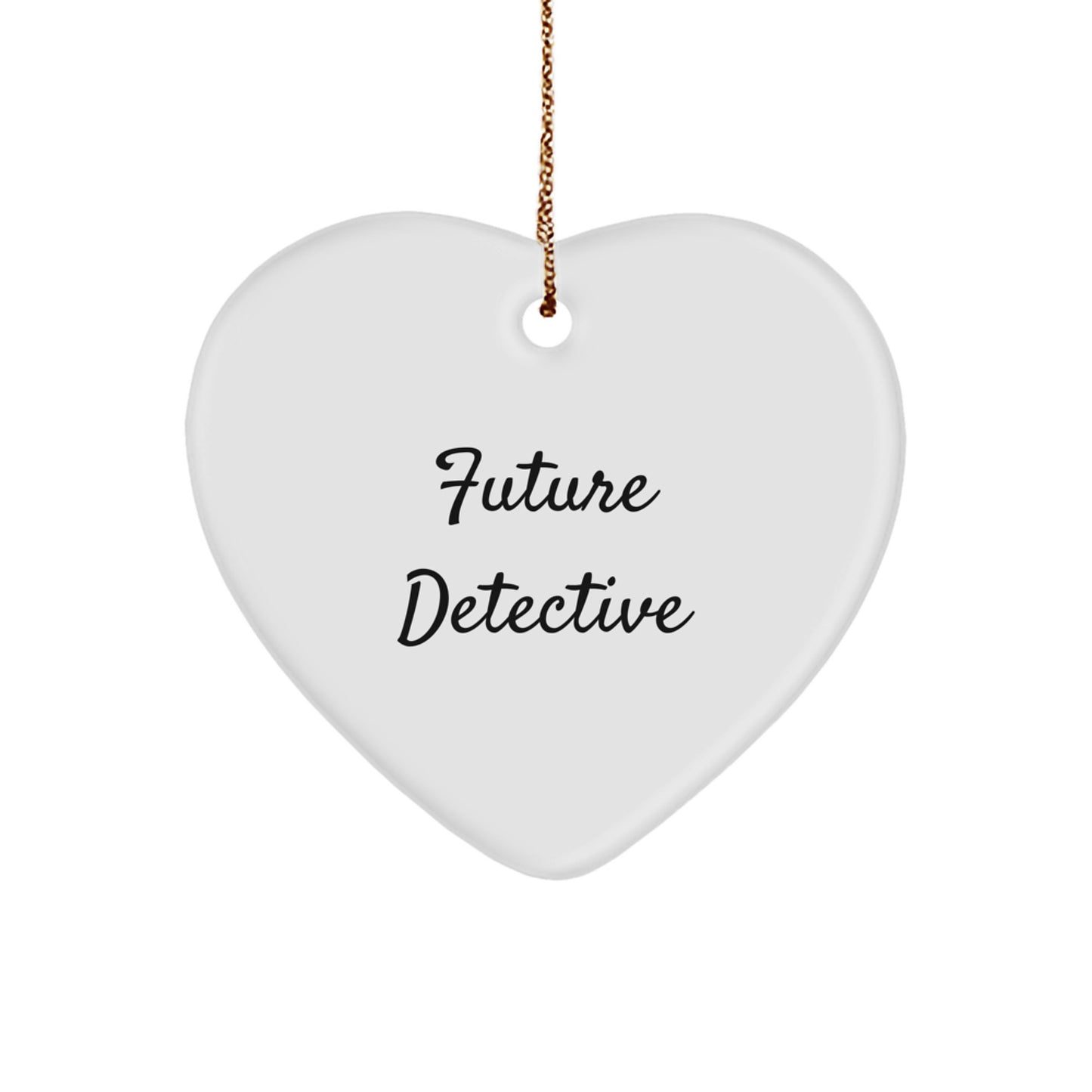 Future Detective Heart Ornament, Gifts from Family to Future Detective, Cute Christmas Unique Gift for Men, Detective Gifts for Women, Heart Shaped Ornament - Image 1